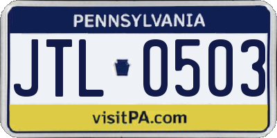 PA license plate JTL0503