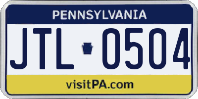 PA license plate JTL0504