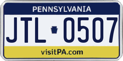 PA license plate JTL0507