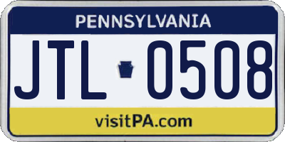 PA license plate JTL0508