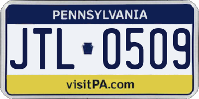 PA license plate JTL0509