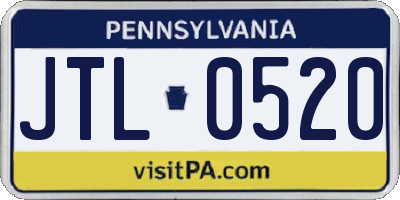PA license plate JTL0520