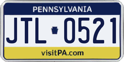 PA license plate JTL0521