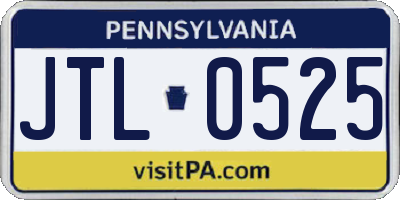 PA license plate JTL0525