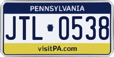 PA license plate JTL0538