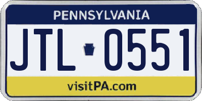 PA license plate JTL0551