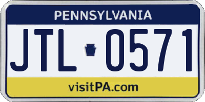 PA license plate JTL0571