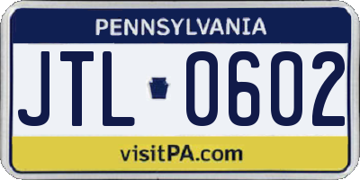 PA license plate JTL0602