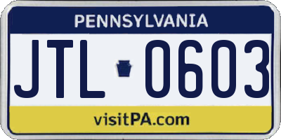 PA license plate JTL0603