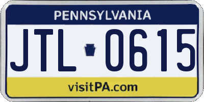 PA license plate JTL0615