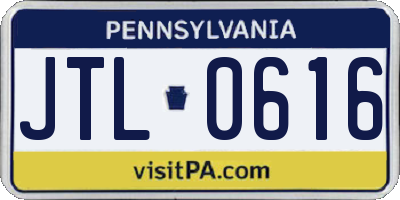 PA license plate JTL0616