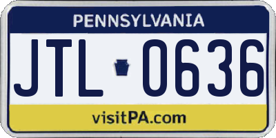 PA license plate JTL0636