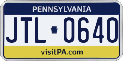 PA license plate JTL0640