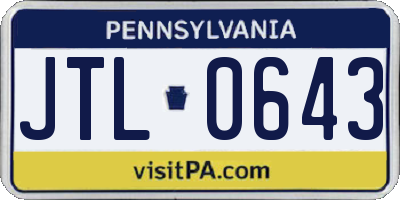 PA license plate JTL0643