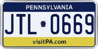 PA license plate JTL0669