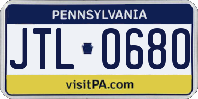 PA license plate JTL0680