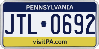 PA license plate JTL0692