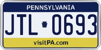 PA license plate JTL0693