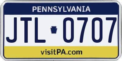 PA license plate JTL0707