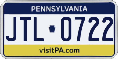 PA license plate JTL0722