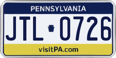 PA license plate JTL0726