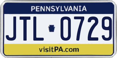 PA license plate JTL0729
