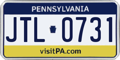 PA license plate JTL0731