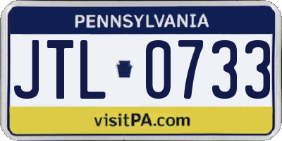 PA license plate JTL0733