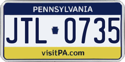 PA license plate JTL0735