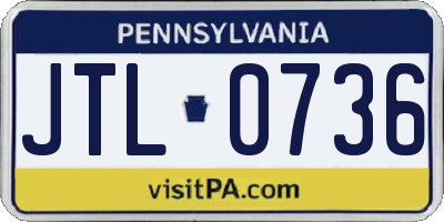 PA license plate JTL0736