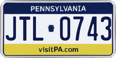 PA license plate JTL0743