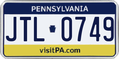 PA license plate JTL0749