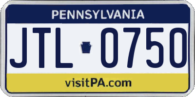 PA license plate JTL0750