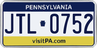 PA license plate JTL0752