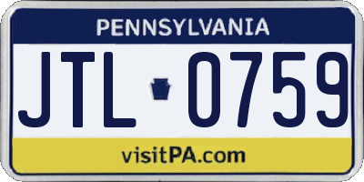 PA license plate JTL0759