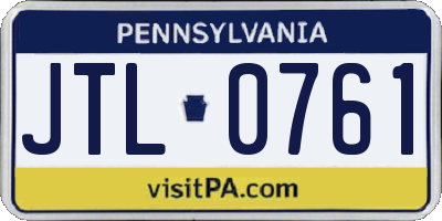 PA license plate JTL0761