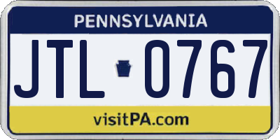 PA license plate JTL0767