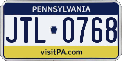PA license plate JTL0768