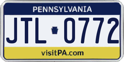 PA license plate JTL0772