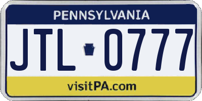 PA license plate JTL0777