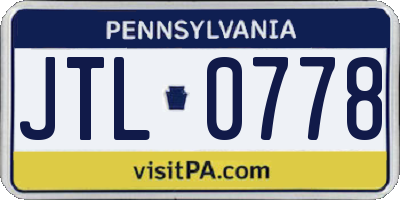 PA license plate JTL0778