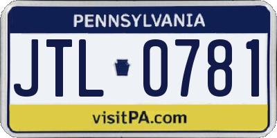 PA license plate JTL0781