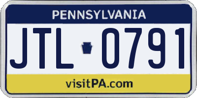 PA license plate JTL0791