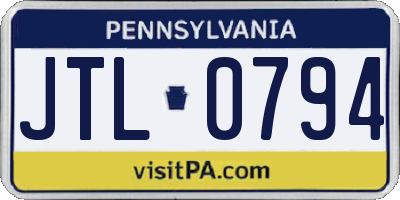PA license plate JTL0794