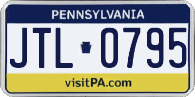 PA license plate JTL0795