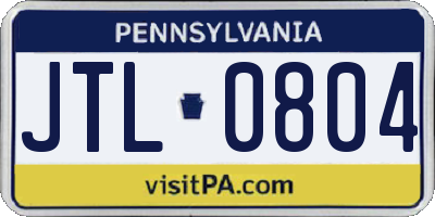 PA license plate JTL0804