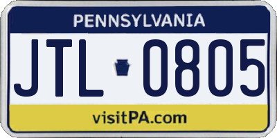 PA license plate JTL0805