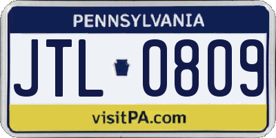 PA license plate JTL0809
