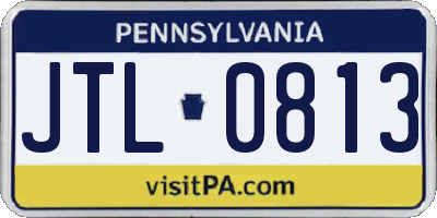 PA license plate JTL0813