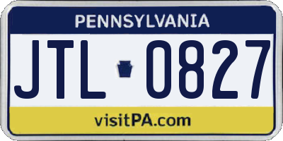 PA license plate JTL0827